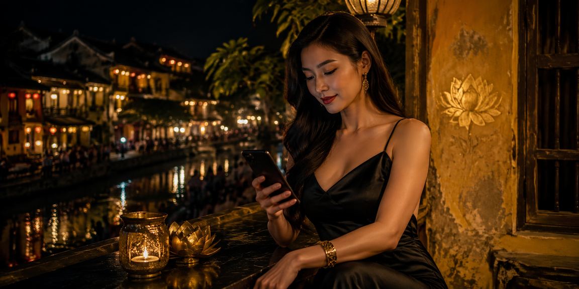 Người dùng tại Hội An tra cứu FAQ trên điện thoại